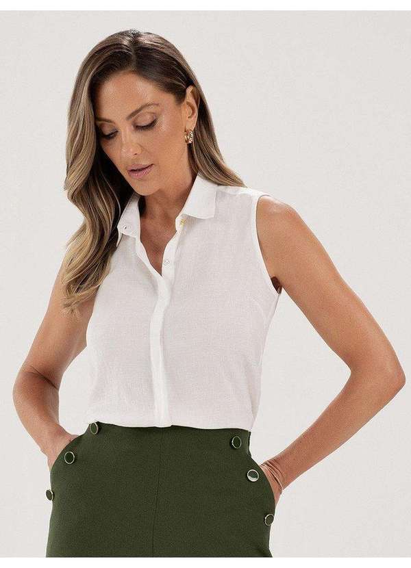 Camisa sem Manga em Viscose Off White Oriel - PRINCIPESSA
