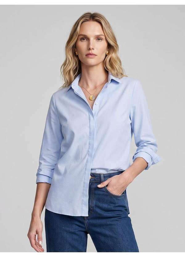 Camisa Comfy de Oxfordine Azul Claro Sara - PRINCIPESSA