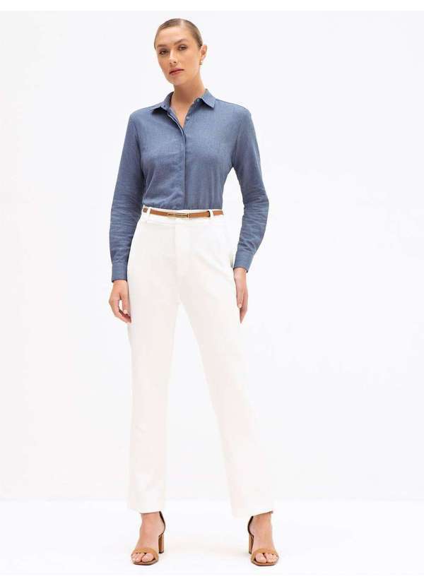 Camisa Comfy em Algodao Azul Medio Feliciana - PRINCIPESSA