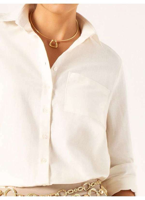 Camisa de Linho Oversized Off White Daphne - PRINCIPESSA