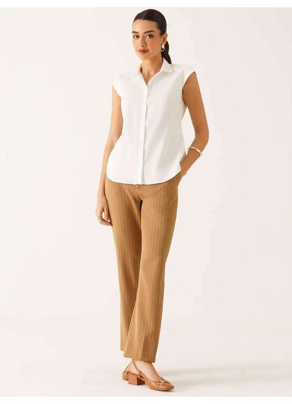 Camisa Manga Copinho em Algodao Off White Thayse - PRINCIPESSA
