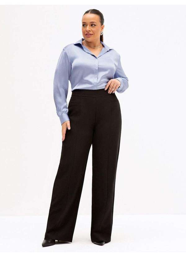 Camisa Manga Longa Super Comfy Plus Size Azul Claro Mila - PRINCIPESSA