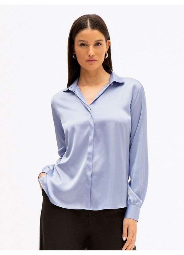 Camisa Manga Longa Super Comfy Azul Claro Elenita - PRINCIPESSA