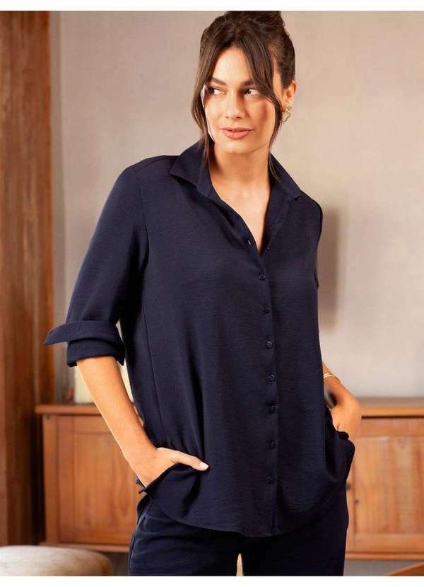 Camisa Oversized Azul Marinho Helo - PRINCIPESSA