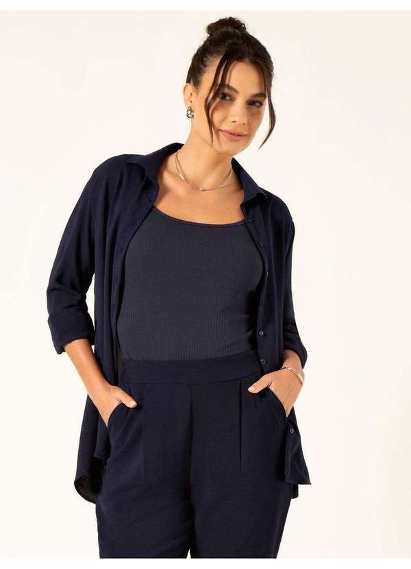 Camisa Oversized Azul Marinho Helo - PRINCIPESSA