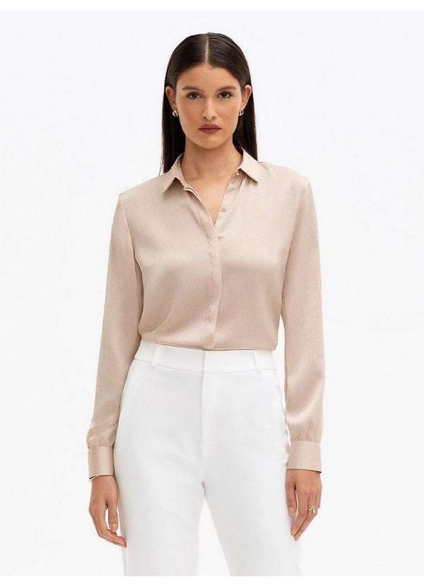 Camisa Manga Longa Nude Rose Alicia - PRINCIPESSA