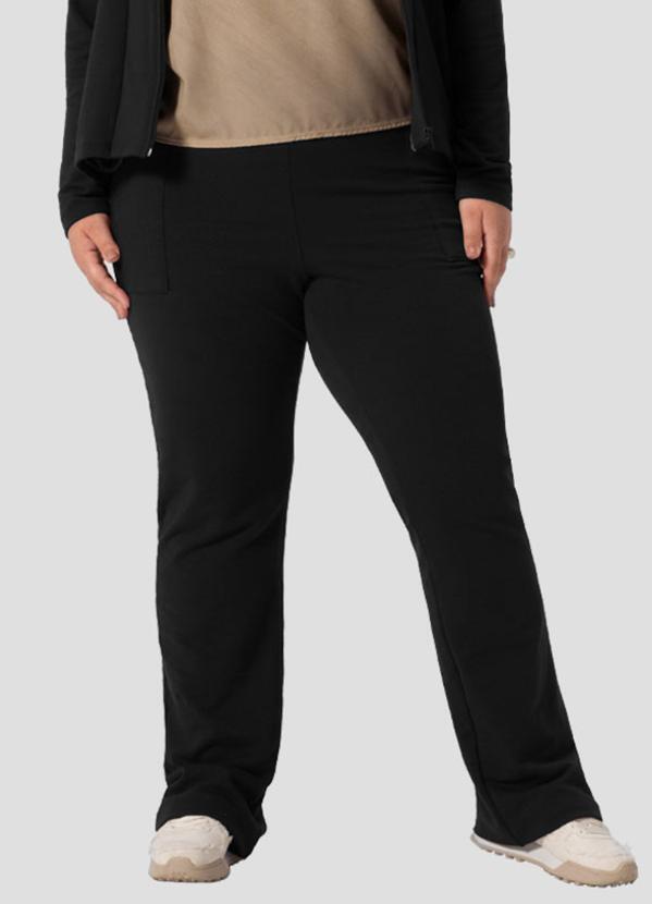 Calca Feminina Plus Size em Molecotton com Bolso Preto - CEREJA ROSA