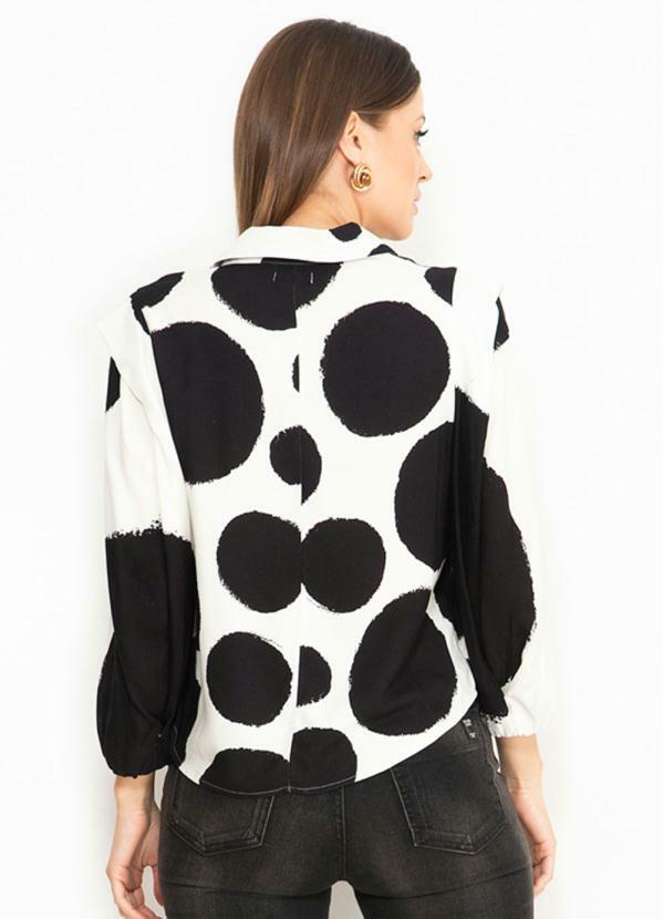 CAMISA DE CREPE MANGA LONGA ESTAMPADA BRANCA - FORUM