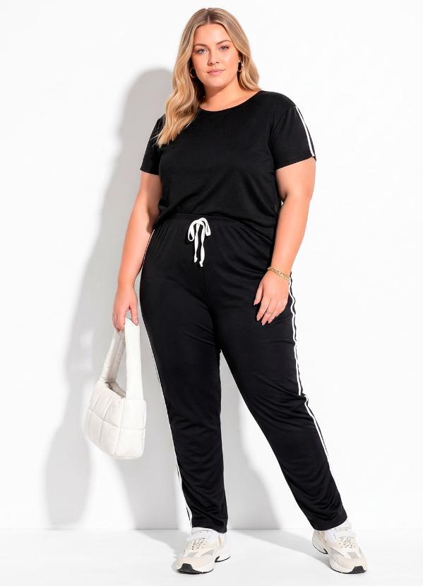 CONJUNTO PRETO COM BLUSA E CALCA PLUS SIZE - MARGUERITE